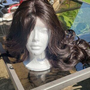 Dark brown front lace wig